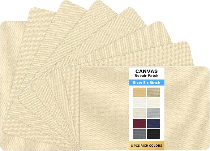 KING MOUNTAIN Canvas Repair Patch 5×8 Inch 8 Pcs Self-Adhesive Waterproof by ForABetterHomeLife