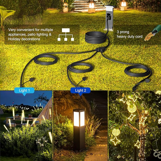 Eversimpleinc Black 1 to 3 Splitter Extension Cord, 3 Prong Plug - Image 4