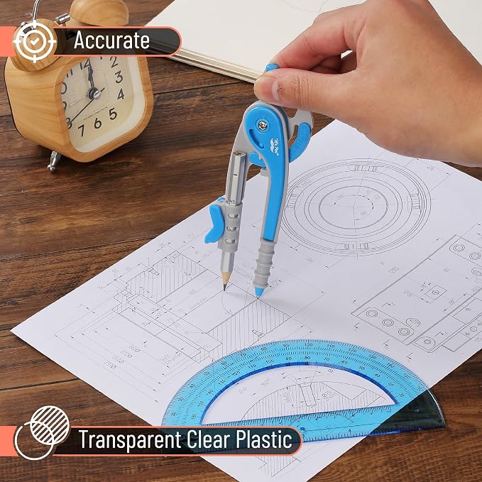 Mr. Pen- Geometry Compass and Protractor Set, 6 Inch Compass, 6 Inch Protractor - Image 4