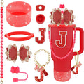 9PCS Red for Stanley Cup Accessories Set Bling Initials Bow Charms for Stanley by Unknown