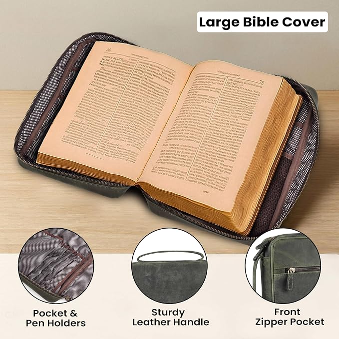 LEATHER VILLAGE Handmade Vintage Leather Bible Cover - Image 3