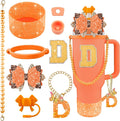 9PCS Orange for Stanley Cup Accessories Set Bling Initials Bow Charms for by Unknown