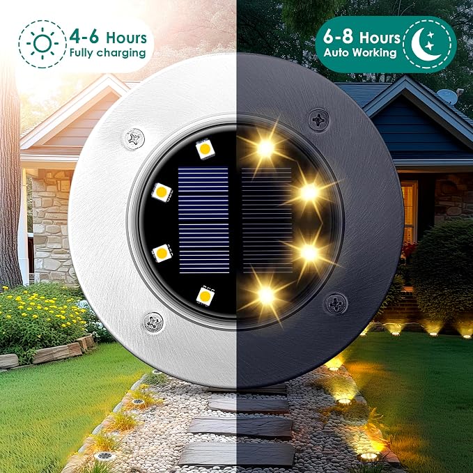 SOLPEX 20 Pack Solar Ground Lights Waterproof, Solar Powered Garden Lights - Image 3