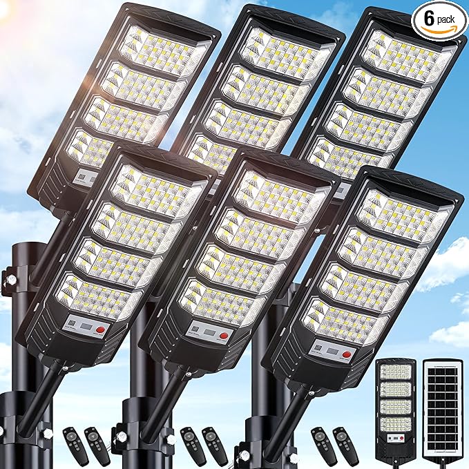 Yusist 6 Pack Solar Street Lights Outdoor Waterproof, 6500K LED Motion Sensor by Yusist