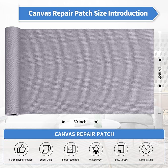 KING MOUNTAIN Canvas Repair Patch 16×60 Inch Self-Adhesive Waterproof Fabric - Image 4