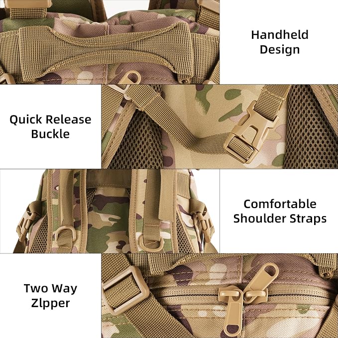 aiGear Tactical Backpack for Men, 25L Military Backpack, 3-Day Bug Out Bag for - Image 5