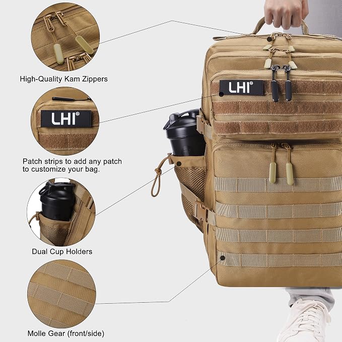 LHI Military Tactical Backpack for Men and Women 45L Army 3 Days Assault Pack - Image 4