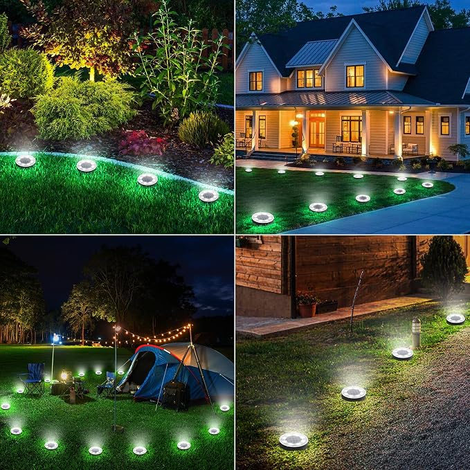 Joomer Solar Ground Lights, 4 Pack 8 LED Solar Lights Outdoor Waterproof IP68 - Image 8