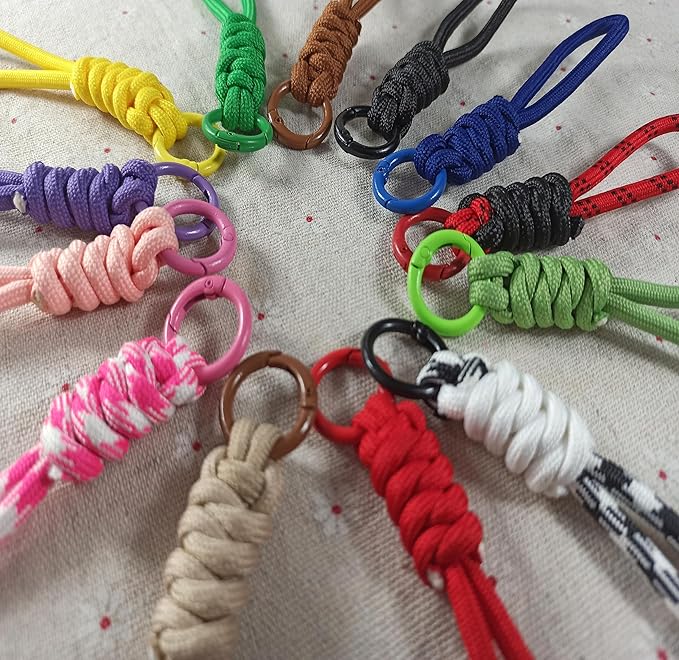 Colorful Braided Paracord Keychain, 12cm Length, Decorative Woven Rope Strap - Image 4