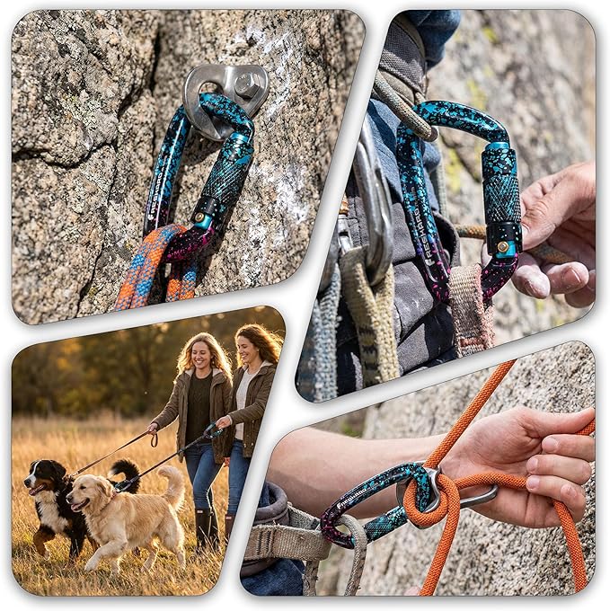 FresKaro UIAA Certified 25KN Auto Locking Climbing Carabiner Clips, Twist Lock - Image 4