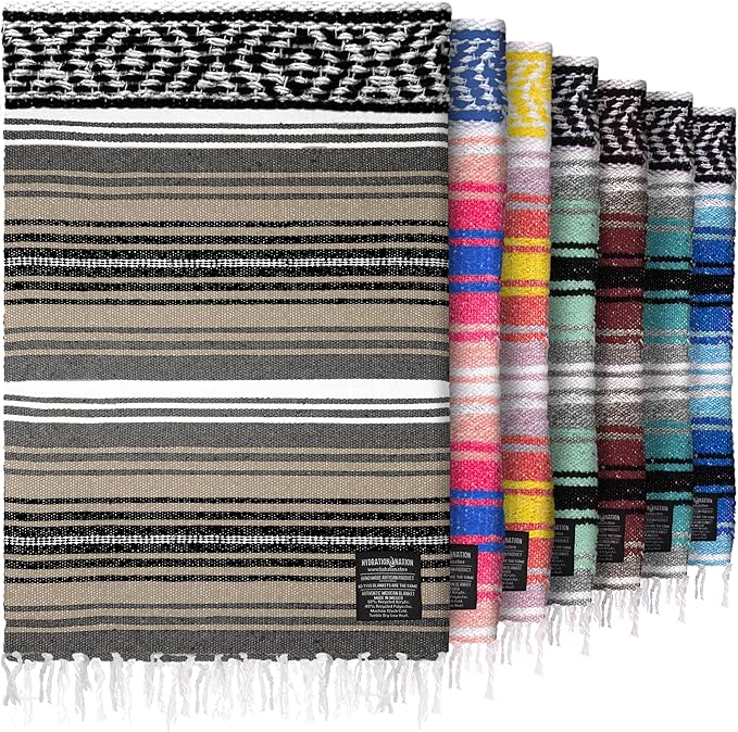 Hydration Nation Authentic Large Handwoven Mexican Blanket by ZulayKitchen