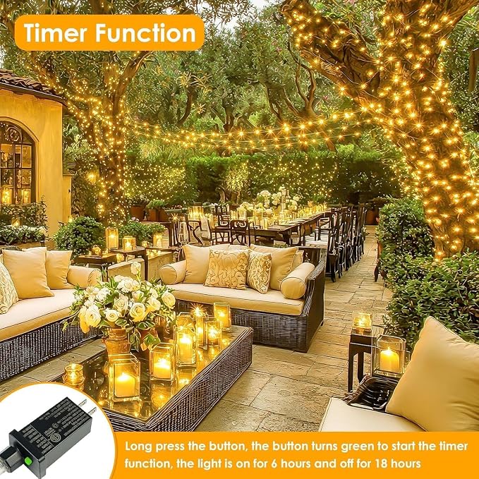 Warm White ⇋ Multicolor 66Ft 200LED Christmas Fairy Lights Plug in - Image 5