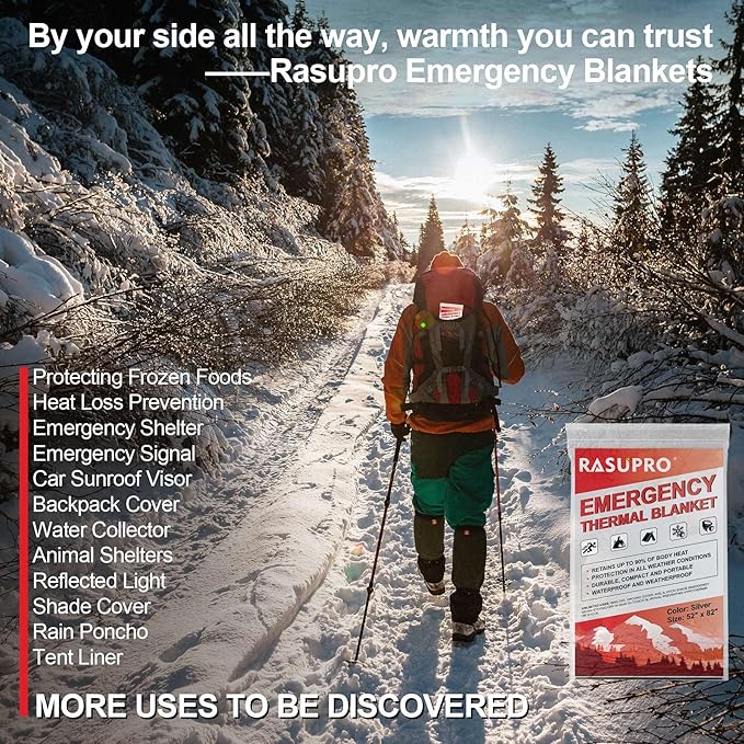 9 Pack Emergency Blankets, Outdoor Survival Emergency Insulated Gear, Mylar - Image 3