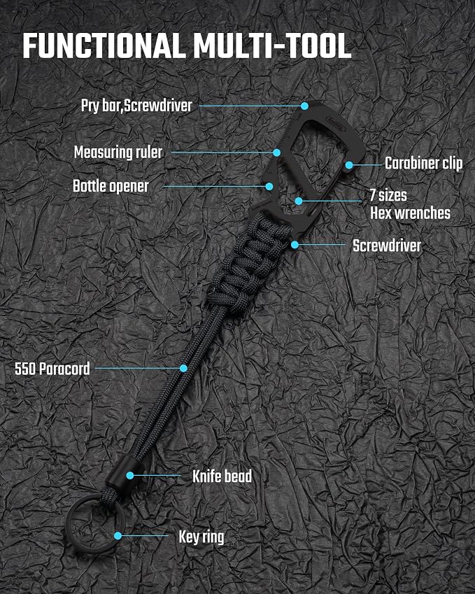 KeyUnity KC04 Paracord Keychain Carabiner Clip, Braided Lanyard - Image 3