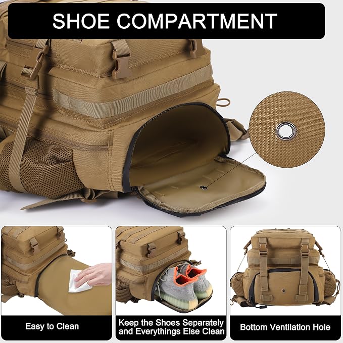 LHI Military Tactical Backpack for Men and Women 45L Army 3 Days Assault Pack - Image 2