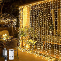 JMEXSUSS 300 LED Remote Control Curtain Lights, Plug in Fairy Curtain Lights by JMEXSUSS