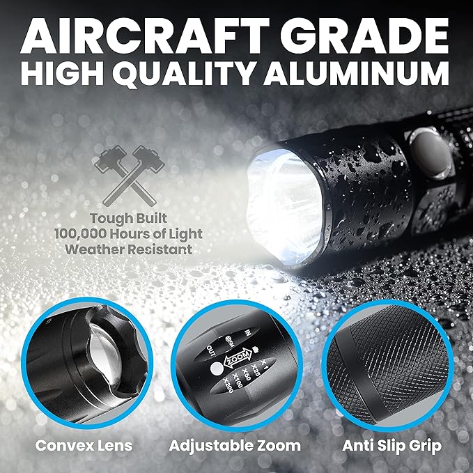 TacLight 3 Pk Tactical Flashlights High Lumens 40x Brighter than Regular Flash - Image 3