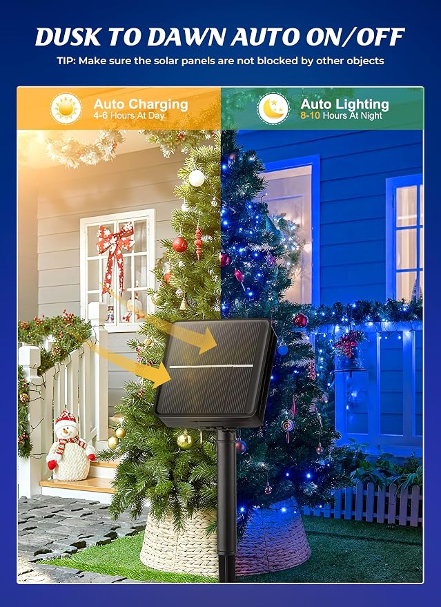 Brightown 2 Pack Solar String Lights Outdoor, Total 80FT 200 LED Solar Powered - Image 2