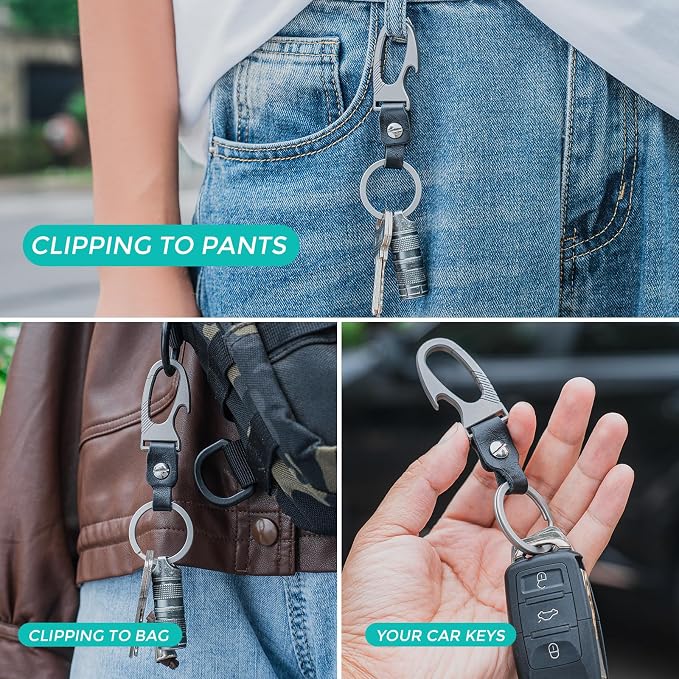 TISUR Titanium Carabiner Keychain Clip, Anti-Lost Key Ring Holder, Self-Locking - Image 6