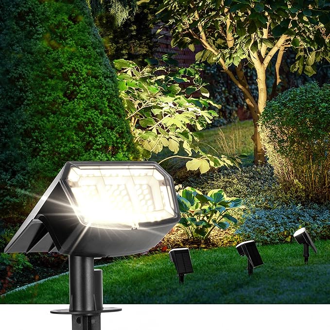 AUDERWIN Solar Spot Lights Outdoor 63 LED 3 Lighting, Waterproof IP65 Modes by AUDERWIN