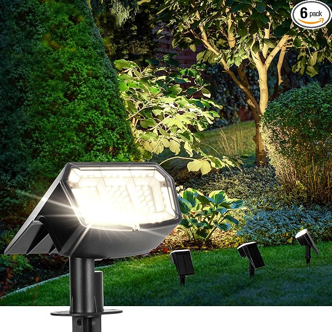 AUDERWIN Solar Spot Lights Outdoor 63 LED 3 Lighting, Waterproof IP65 Modes by AUDERWIN