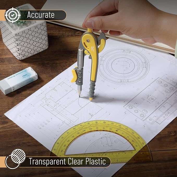 Mr. Pen- Geometry Compass and Protractor Set, 6 Inch Compass, 6 Inch Protractor - Image 4