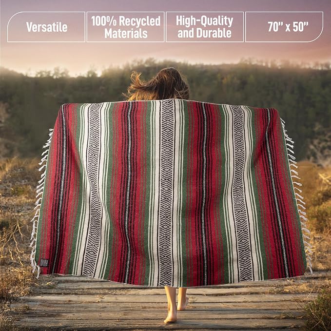 Hydration Nation Authentic Large Handwoven Mexican Blanket - Image 3