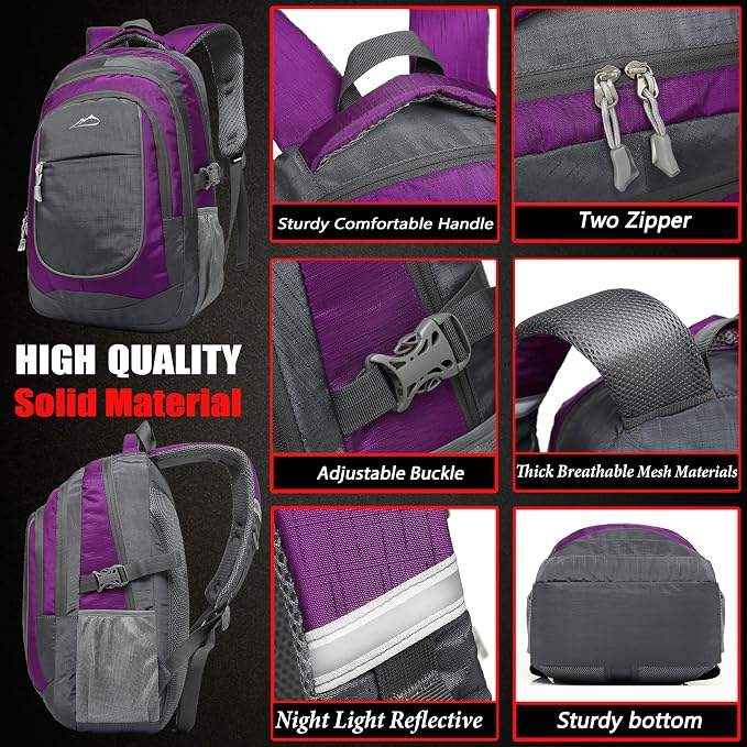 ProEtrade Backpack Bookbag for College Sturdy Travel Business Hiking Fit Laptop - Image 3