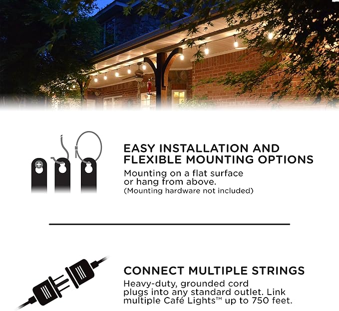 Enbrighten LED Outdoor String Lights 24ft Soft Warm White Patio Lights - Image 6
