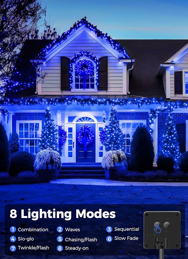 Minetom Solar String Lights Outdoor, 40FT 100 LED String Lights Solar Powered - Image 3