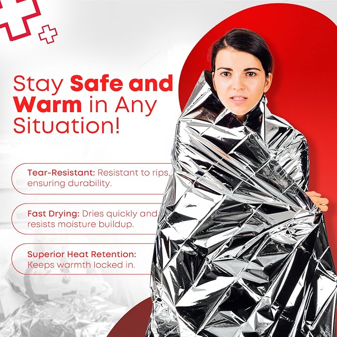 Ever Ready First Aid Mylar Rescue Blanket, Large Silver Thermal Sheet - Image 3