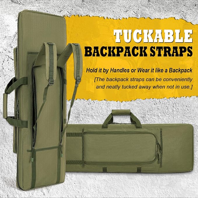 DULCE DOM 36 42 48 Inch Double Rifle Case, Tactical Soft Padded Backpack - Image 7