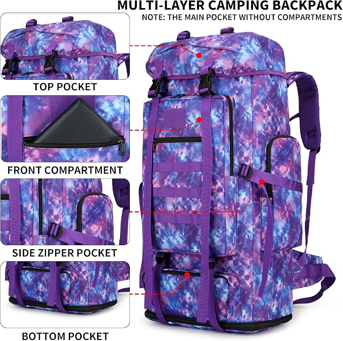 Hiking Backpack for Men 70L/100L Camping Backpack Military Rucksack Molle 3 - Image 3