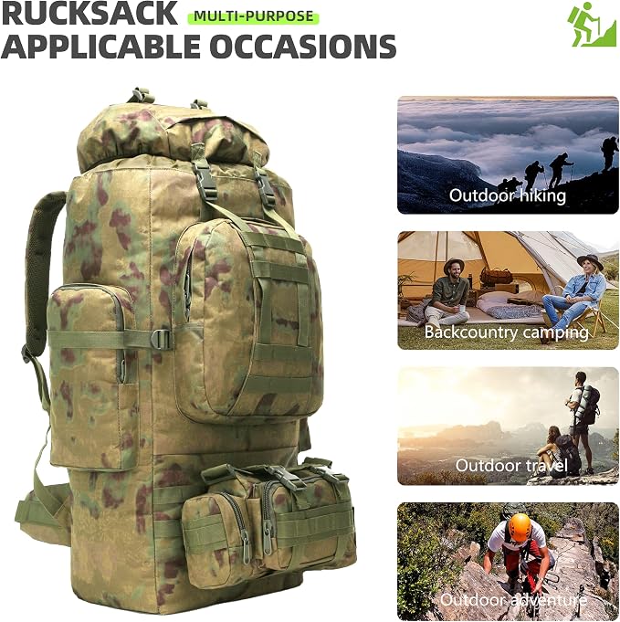 100L Camping Hiking Backpack, Molle military Tactical rucksack backpack - Image 7