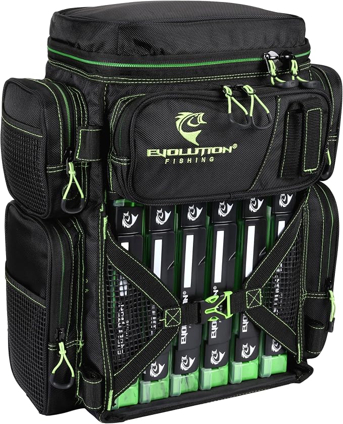 Evolution Fishing Drift Series Tackle Backpack, Outdoor Rucksack w/ 6 Fishing by EvolutionOutdoor