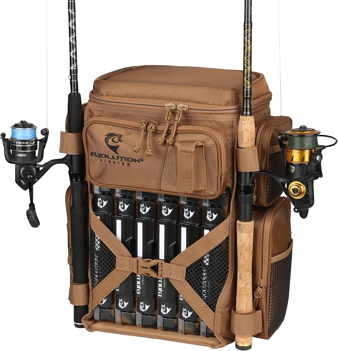 Evolution Fishing Drift Series Tackle Backpack, Outdoor Rucksack w/ 6 Fishing - Image 2