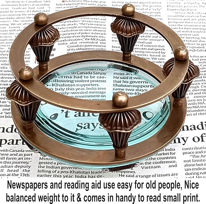 Antique Brass Magnifying Glass Lens - Image 6