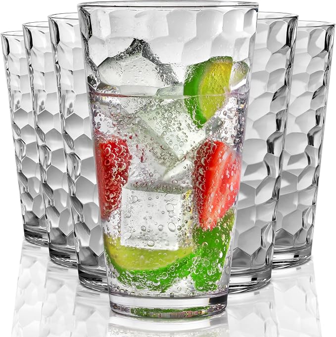 Bravario Hammered Plastic Drinking High Tumbler, Dishwasher-Safe Premium by Bravario