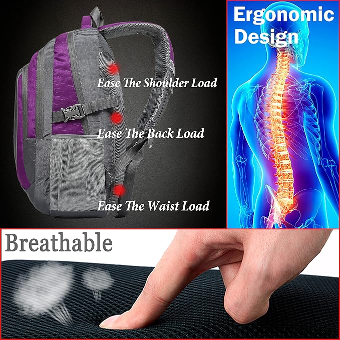ProEtrade Backpack Bookbag for College Sturdy Travel Business Hiking Fit Laptop - Image 5