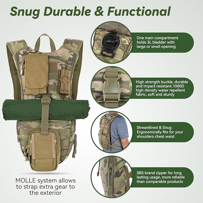 MARCHWAY Tactical Molle Hydration Pack Backpack - Image 3