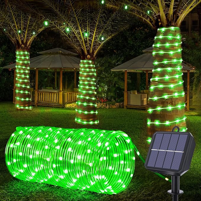 Solar Rope Lights, 33ft 100LED Solar String Lights, 8 Modes Waterproof Solar by Jnaurb