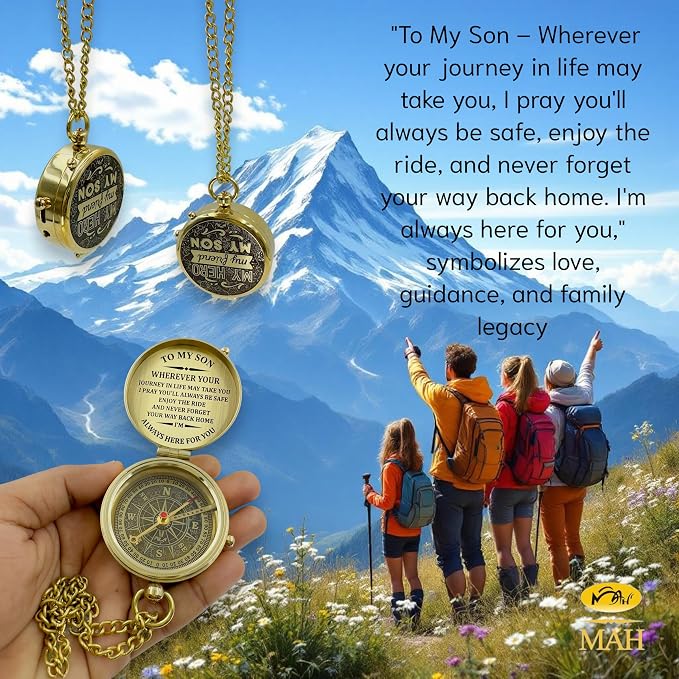 Brass Compass Gift to My Son Never Forget I Love You, Sentimental Keepsake from - Image 3