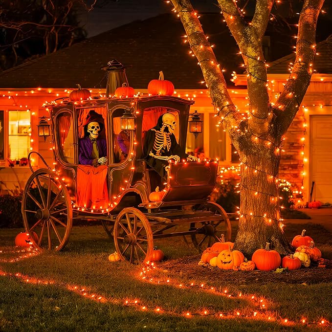 JMEXSUSS 200 LED Orange Halloween Lights Outdoor, 66ft Connectable Halloween - Image 2