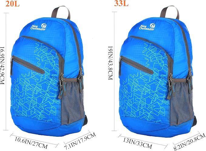 Outlander Packable Handy Lightweight Travel Hiking Backpack Daypack-Light Blue - Image 6