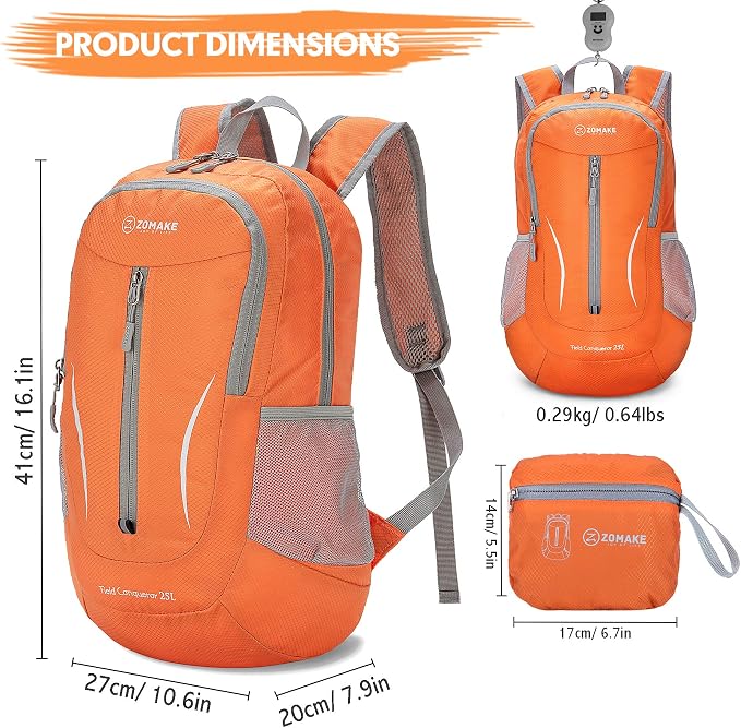 ZOMAKE Ultra Lightweight Packable Backpack 25L, Foldable Hiking Backpacks Water - Image 2