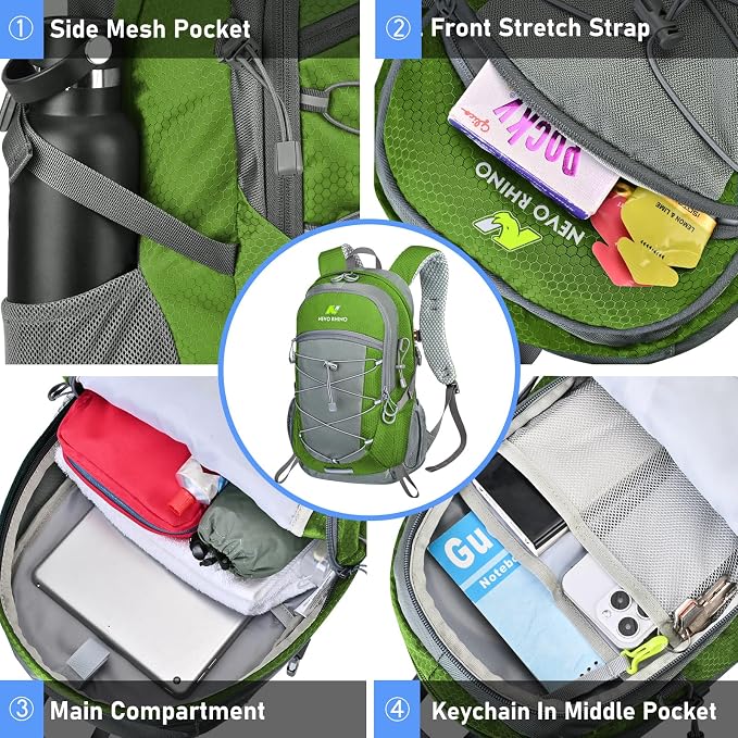 N NEVO RHINO Hiking Backpack 20L Water Resistant Outdoor Day Pack, Lightweight - Image 3