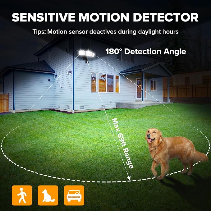 UME 49W LED Security Lights Motion Sensor Light Outdoor, 5000K Daylight - Image 3