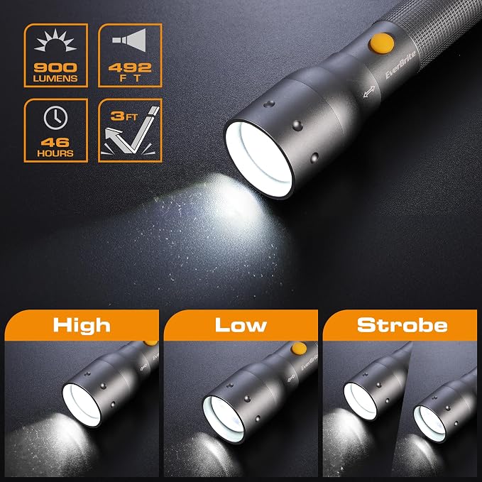 EverBrite Ultra Bright Tactical Flashlight, 900 Lumen Zoomable Adjustable Focus - Image 2