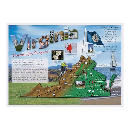 Hoffmaster 311129 Map of Virginia Placemat by Hoffmaster