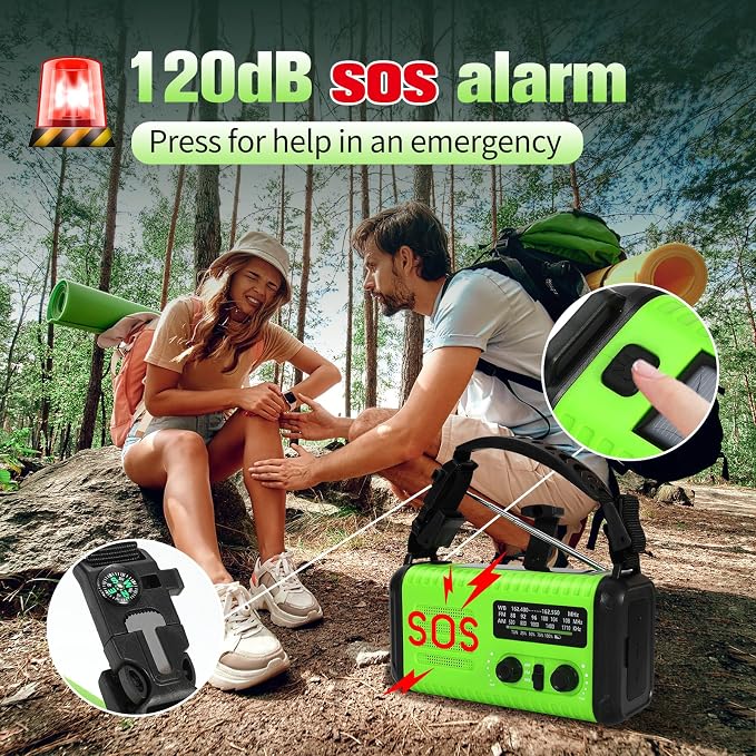20000mAh / 74000mWh Emergency Crank Radio, NOAA/AM/FM Portable Weather Radio - Image 6